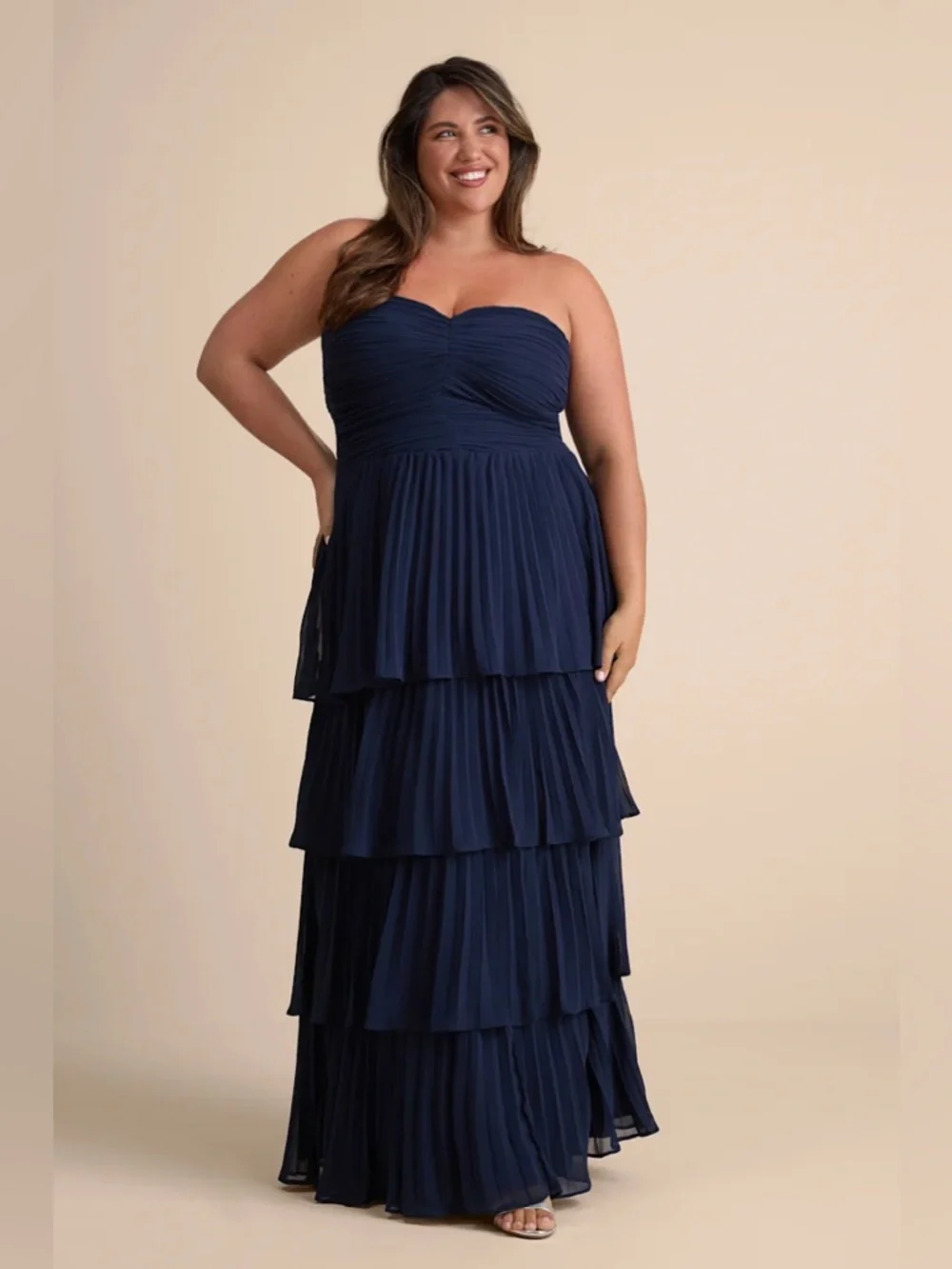 Lulus Seriously Sensational Navy Blue Strapless Tiered Maxi Dress - Picture 5 of 12